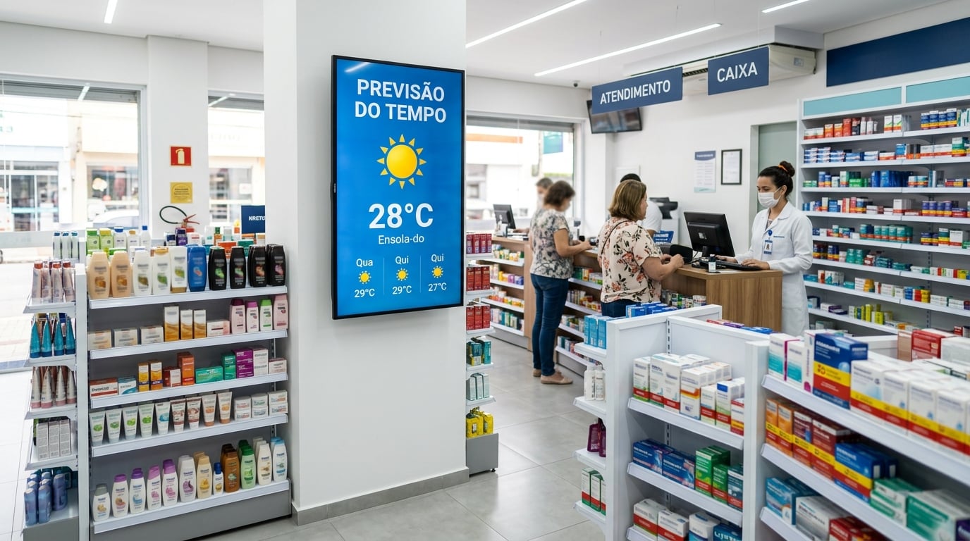 Digital screen inside a pharmacy